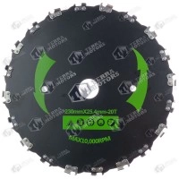 Disc motocoasa 230mm - 25.4mm - Cu dinti lant drujba
